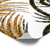 ボホーピーコックフェザージュエルトーンブラウン&金ゴールド ポスター (角)
