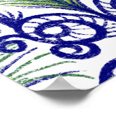 ボホーピーコックフェザージュエルトーンブルーグリーン ポスター (角)