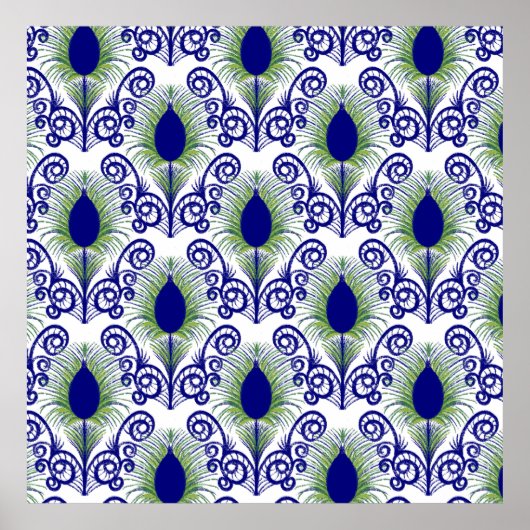 ボホーピーコックフェザージュエルトーンブルーグリーン ポスター (正面)