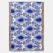 ボホーピーコックフェザージュエルトーンブルー スローブランケット (正面縦)