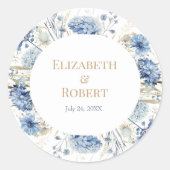 ボホーフランスのブルーワイルドフラワーカップル名 ラウンドシール (正面)
