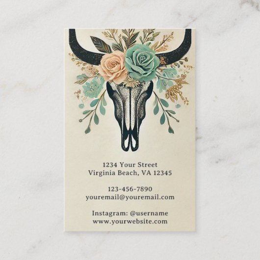 ボホーフローラブルカウカスカルウェスタン素朴 名刺 (裏面)