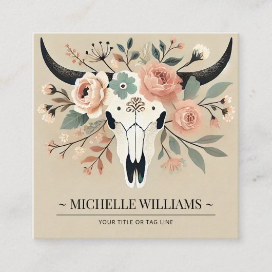 ボホーフローラ牛スカル スクエア名刺 (正面)