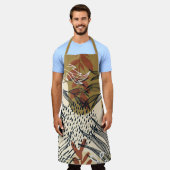 ボホーブラウンとクリーム葉の エプロン (着用した状態)