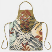 ボホーブラウンとクリーム葉の エプロン (正面)