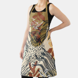 ボホーブラウンとクリーム葉の エプロン