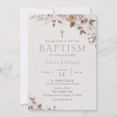 ボホーブラウンフローラバプテスマ《キリスト教》洗礼式や命名式 招待状 (正面)
