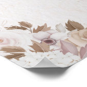 ボホーブラウンフローラ誕生日 ポスター (角)