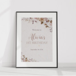 ボホーブラウンフローラ誕生日 ポスター