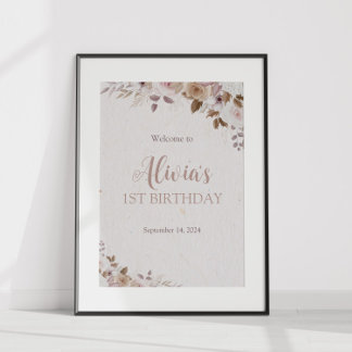 ボホーブラウンフローラ誕生日 ポスター