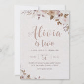 ボホーブラウンフローラ誕生日 招待状 (正面)