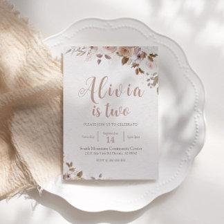 ボホーブラウンフローラ誕生日 招待状