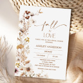 ボホーブラウンベージュ秋フローラブライダルシャワー 招待状