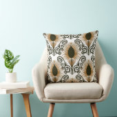 ボホーブラウン&金ゴールドジュエルトーンピーコックフェザー クッション (椅子)