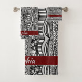 ボホーブラックとホワイトエスニック バスタオルセット (インサイチュ)