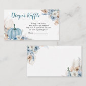 ボホーブルー素朴パンプキン秋おむつラッフル エンクロージャーカード (正面/裏面)