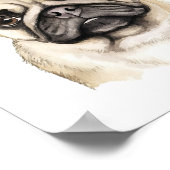 ボホープグ犬フラワークラウンウォーター色 ポスター (角)