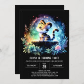 ボホープリンタブルタイガー誕生日 招待状 (正面/裏面)