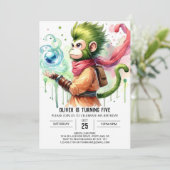 ボホープリンタブルモンキー誕生日 招待状 (スタンド正面)