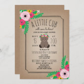 ボホーベアキュブカードストッインスパイアク赤ちゃんシャワー 招待状 (正面/裏面)
