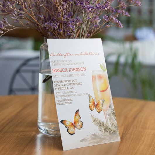 ボホーベリーニ&蝶ブライダルシャワー 招待状