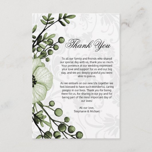 ボホーベリーリースグリーン結婚ズサンキューベイリー エンクロージャーカード (正面)