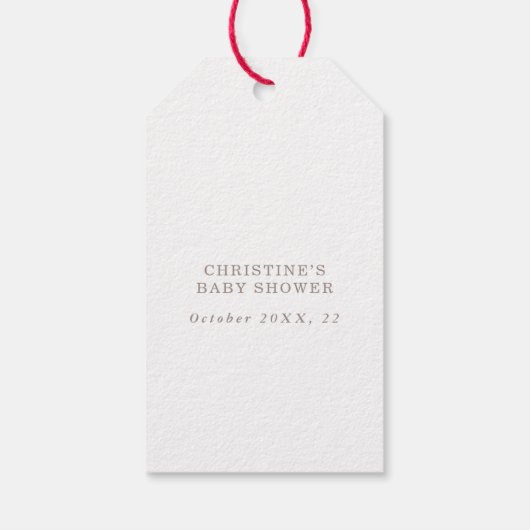 ボホーベージュバラピンクイポップ・アートのットベビーブシャワー ギフトタグ (裏面)