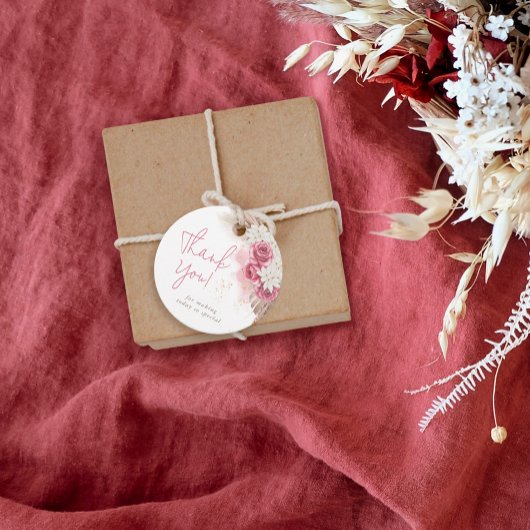 ボホーベージュバラピンクサンキューベイビーシャワー フェイバータグ