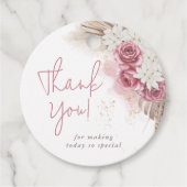 ボホーベージュバラピンクサンキューベイビーシャワー フェイバータグ (正面)