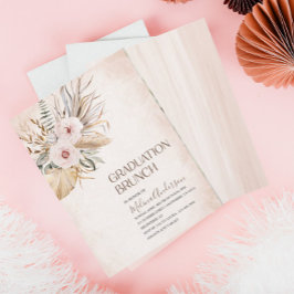 ボホーベージュフラワーズウォーターのカラーの卒業式ブランチ 招待状