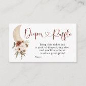 ボホーベージュフローラムーンベビーシャワーオムツラッフル エンクロージャーカード (正面)