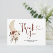 ボホーベージュフローラムーンベビーシャワーサンキューカード サンキューカード (スタンド正面)