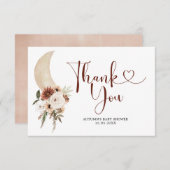 ボホーベージュフローラムーンベビーシャワーサンキューカード サンキューカード (正面/裏面)