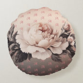 ボホーベージュフローラモノグラムラウンド装飾用クッション ラウンドクッション (裏面)