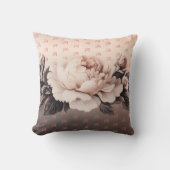 ボホーベージュフローラモノグラム装飾用クッション クッション (正面)