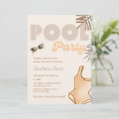 ボホーベージュプールパーティーレトロヴィンテージブライダルシャワー 招待状 (スタンド正面)
