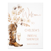 ボホーベージュワイルドフラワーズブーツブライダルシャワーへようこそ フォトプリント            (正面)