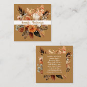 ボホーベージュ金ゴールドフローラ スクエア名刺 (正面/裏面)