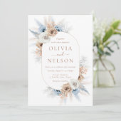 ボホーベージュ&ブルーフローラフレ結婚ーム 招待状 (スタンド正面)