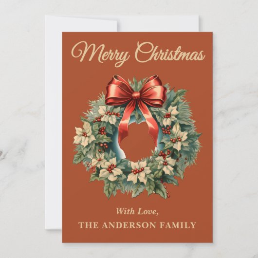 ボホーホリーベリークリスマスリースホリデーカー シーズンカード (正面)