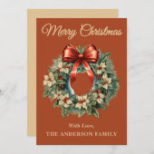 ボホーホリーベリークリスマスリースホリデーカー シーズンカード (正面/裏面)