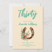 ボホーホースシューワイルドフラワーズティート誕生日 招待状 (正面)