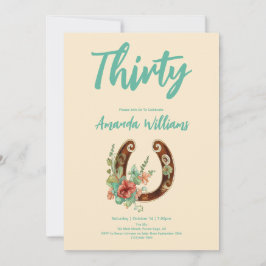 ボホーホースシューワイルドフラワーズティート誕生日 招待状