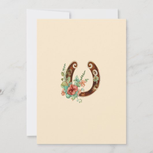 ボホーホースシューワイルドフラワーズティート誕生日 招待状 (裏面)