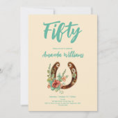 ボホーホースシューワイルドフラワーズ50番誕生日 招待状 (正面)