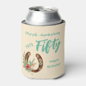 ボホーホースシューワイルドフラワーズ50番誕生日 缶クーラー (缶正面)