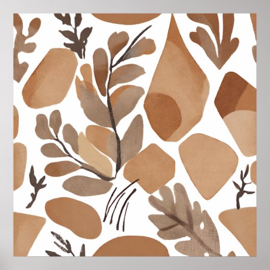 ボホーホースリーフボタニカルアートスタイルシンプルモダン ポスター (正面)