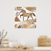 ボホーホースリーフボタニカルアートスタイルシンプルモダン ポスター (キッチン)