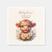 ボホーホーホーホーチカウハイランドカウファースト誕生日 スタンダードカクテルナプキン (正面)