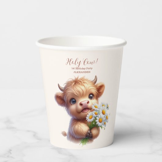 ボホーホーホーホーチカウハイランドカウファースト誕生日 紙コップ (裏面)